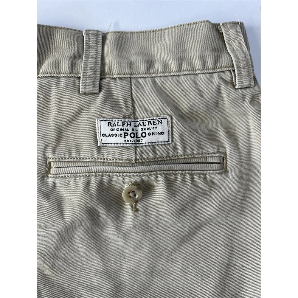 Polo Ralph Lauren Shorts Size 35 Khaki Cotton Prospect Classic Chino Golf Summer